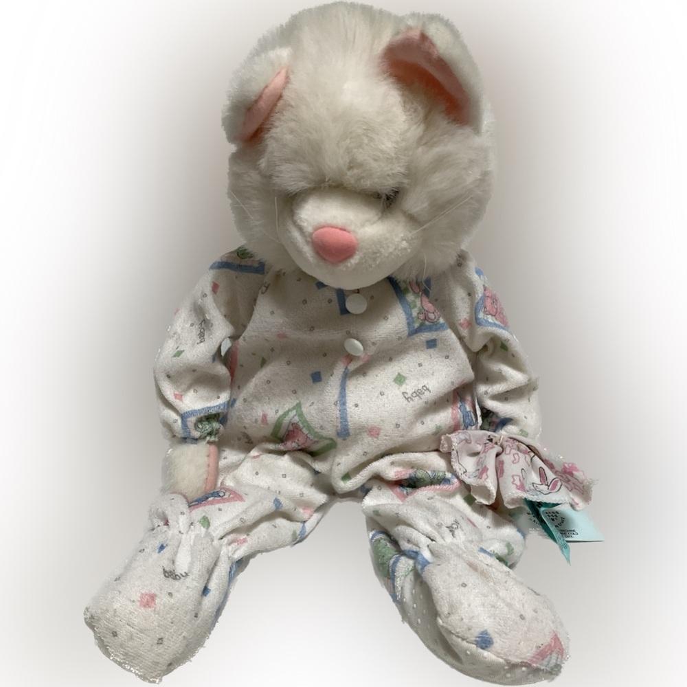 Happiness Express Club Little Snoozems White Cat Plush c1990s